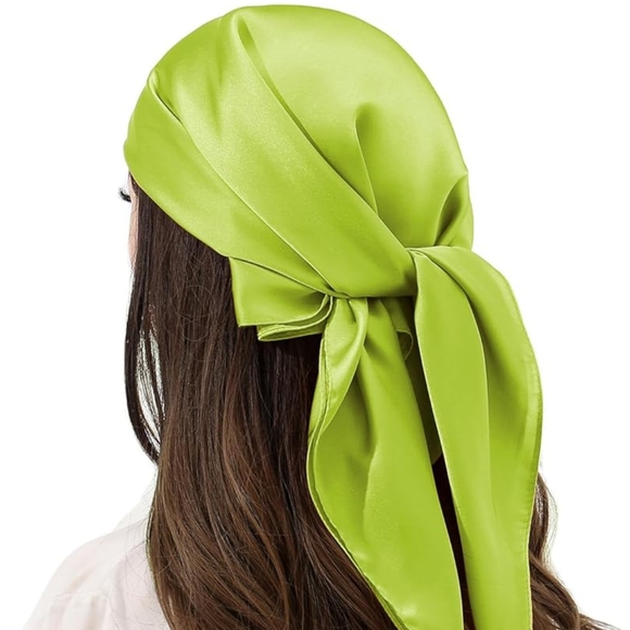 Accessories - Elegant Lime Green Satin Headscarf